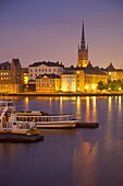 City skyline from City Hall at dusk, Kungsholmen, Stockholm, Sweden, Scandinavia, Europe