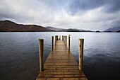 Landing stage on Derwentwater, Lake District National Park, Cumbria, England, United Kingdom, Europe