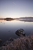 Loch Ba on a frosty morning at Rannoch Moor, a Site of Special Scientific Interest, Perth and Kinross, Highlands, Scotland, United Kingdom, Europe