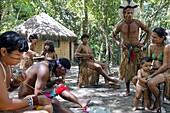 Pataxo Indian people at the Reserva Indigena da Jaqueira near Porto Seguro, Bahia, Brazil, South America