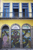 Colonial architecture and colourful mural, Centro, Rio de Janeiro, Brazil, South America
