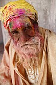 Holi celebration in Goverdan, Uttar Pradesh, India, Asia