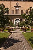 The outdoor courtyard of Palazzo Medici Riccardi, Florence, Tuscany, Italy, Europe