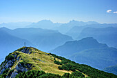 Blick auf Zennokopf, Berchtesgadener Alpen mit Watzmann im Hintergrund, Zennokopf, Chiemgauer Alpen, Oberbayern, Bayern, Deutschland