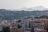 View above Naples from Castel Sant'Elmo, panorama, Islands, Campania, Naples, Napoli, Tyrrhenian Sea, Italy