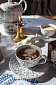 East Frisian tea, traditional tea with cream, East Frisian coast, Lower Saxony, Germany