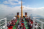 passengers on board the ferry to Island of Juist, North Sea, Lower Saxony, Germany