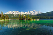 Eibsee mit Zugspitze, Wettersteingebirge, bei Garmisch-Partenkirchen, Werdenfelser Land, Bayern, Deutschland