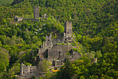 Oberburg and Niederburg castles, near Manderscheid, Eifelsteig hiking trail, Vulkaneifel, Eifel, Rhineland-Palatinate, Germany