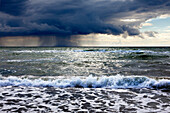 Gewitterwolken am Weststrand, Darss, Nationalpark Vorpommersche Boddenlandschaft, Ostsee, Mecklenburg-Vorpommern, Deutschland