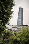 skyscraper behind a lush garden, Downtown Guangzhou, Guangdong province, Pearl River Delta, China