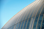 Detail of modern glass architecture that protects the historical building of central station, Strasbourg, Alsace, France