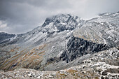 karges Gestein und Geröll am Hintertuxer Gletscher, Zillertal, Tirol, Österreich, Alpen