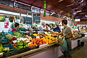 Vegetable stall in the Market hall, Olhao, Algarve, Portugal