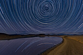 Star trails over Lunar Lake Playa, Remote Central Nevada Backcountry