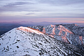 Alpenglow seen from the summit of Mt Baldy.