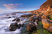 Rocky coastline at Cullernose Point on the Northumberland coast, Northumberland, England, United Kingdom, Europe