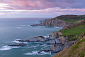 Fading sunset over the dramatic north Devon coast, Morte Point, Devon, England, United Kingdom, Europe
