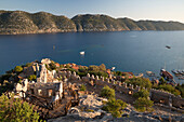 View over castle and Kekova, Simena (Kalekoy), near Kas, Lycia, Antalya, Mediterranean Coast, Southwest Turkey, Anatolia, Turkey, Asia Minor, Eurasia