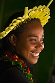 Young Kiribati woman in traditional dress, Kiribati Islands