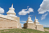 Stupas on the enclosure wall surrounding Erdene Zuu Monastery, Karakorum (Kharkhorin), Övörkhangai Province, Mongolia