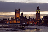 Europe, Uk, England, London, Houses Of Parliament And Big Ben At Dusk