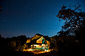 Safari tent under a starry sky at night, Ol Pejeta Conservancy, Kenya