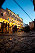 Arts And Crafts Market In Placa De La Catedral In Ciutadella At Night, Menorca, Balearic Islands, Spain