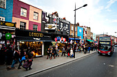 Shops In Camden High Street As Part Of The Famous Camden Market, North London, London, Uk