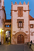 'Sunset in the beautiful Sitges downtown, village near Barcelona; Sitges, Catalonia, Spain'