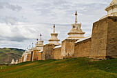 Stupas on the enclosure wall surrounding Erdene Zuu Monastery, Karakorum (Kharkhorin), Övörkhangai Province, Mongolia