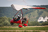 flight in a microlight, aerial view of the valley of the seine, eure (27), normandy, france