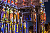 illumination of the north door, new scenography at the notre-dame cathedral for the evening show 'chartres in lights', chartres, eure-et-loir (28), france