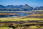 the craters of the volcano laki, lakagigar, also called laki, iceland, europe