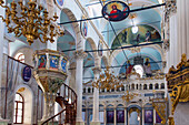 interior of the greek orthodox church taksiyarhis, town of ayvalik on the aegean sea, the olive riviera, north of izmir, turkey