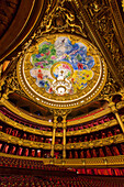 interior of the opera garnier, palais garnier, ceiling painted by marc chagall in 1964, 9th arrondissement, (75), paris, ile-de-france, france