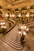 big marble stairway, opera garnier, palais garnier, 9th arrondissement, (75), paris, ile-de-france, france
