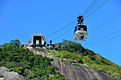 Sugarloaf Mountain with a cable car in Rio de Janeiro, Brazil, South America