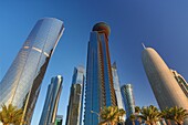 Qatar, Doha City, Al Bidda Tower, World Trade Center and Burj Qatar Bldgs