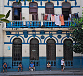 Caribbean, Cuba, Havana, Centro Habana, blue building