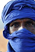 Mali, Dogon country, villages along Bandiagara cliff, portrait of a Tuareg