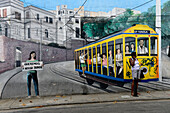 Wall painting on tram  in Santa Teresa, Rio de Janeiro ,Brazil, South America