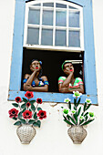 women statue at window in Ouro Preto, Minas Gerais , Brazil, South America