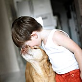 Little boy with a dog