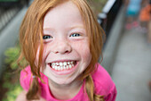 Close up of smiling Caucasian girl