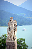 King Ludwig statue at the nortbank of the Tegern lake, Upper Bavaria, Bavaria, Germany
