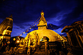 Swayambhunath Stupa bei Nacht, Kathmandu, Nepal, Asien