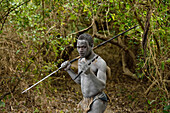 Bushman in the woods, Selous Nature Reserve, Tanzania, Africa