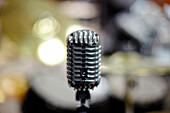 Close up of vintage microphone