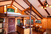 Loft bedroom in wooden tree house